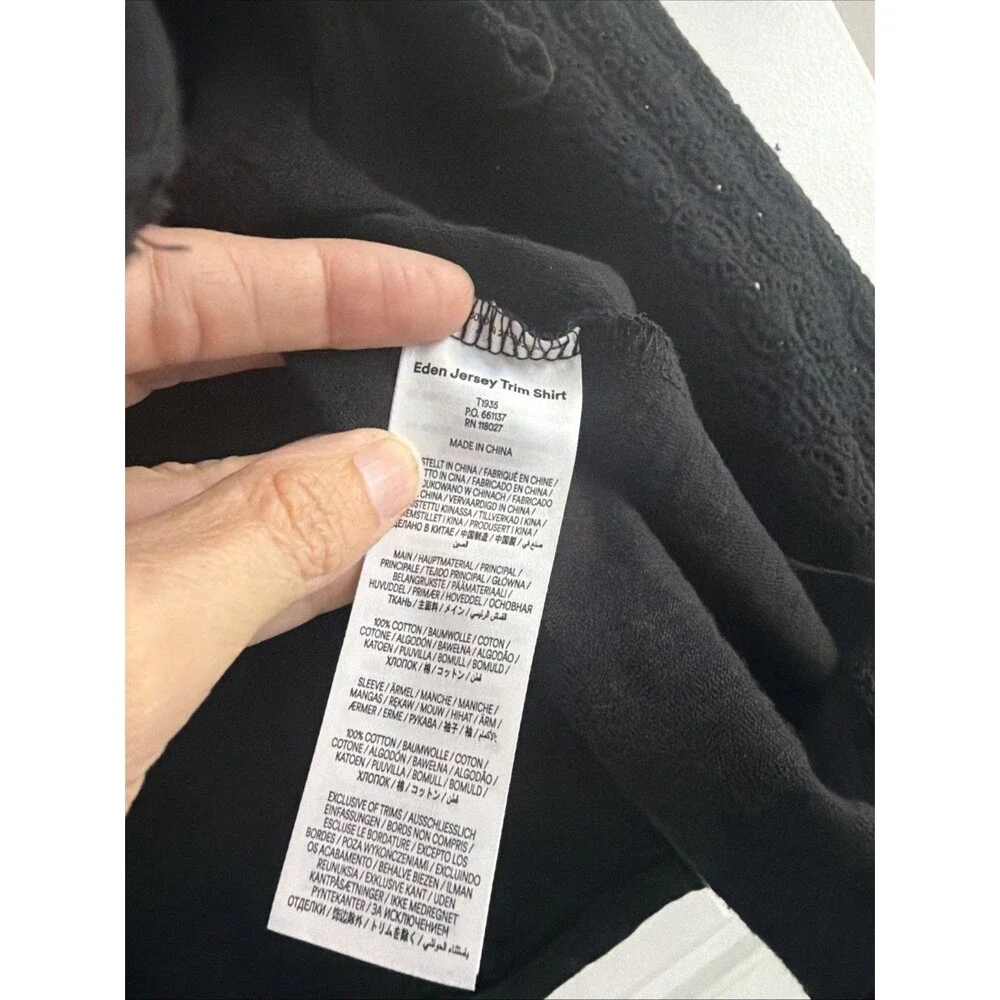 Boden Black Eden Broderie Jersey Shirt US16-18